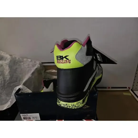 British Knights Dymacel High Tops Size 9.5 Shoes NWT Grey/lime Green/cobal #207